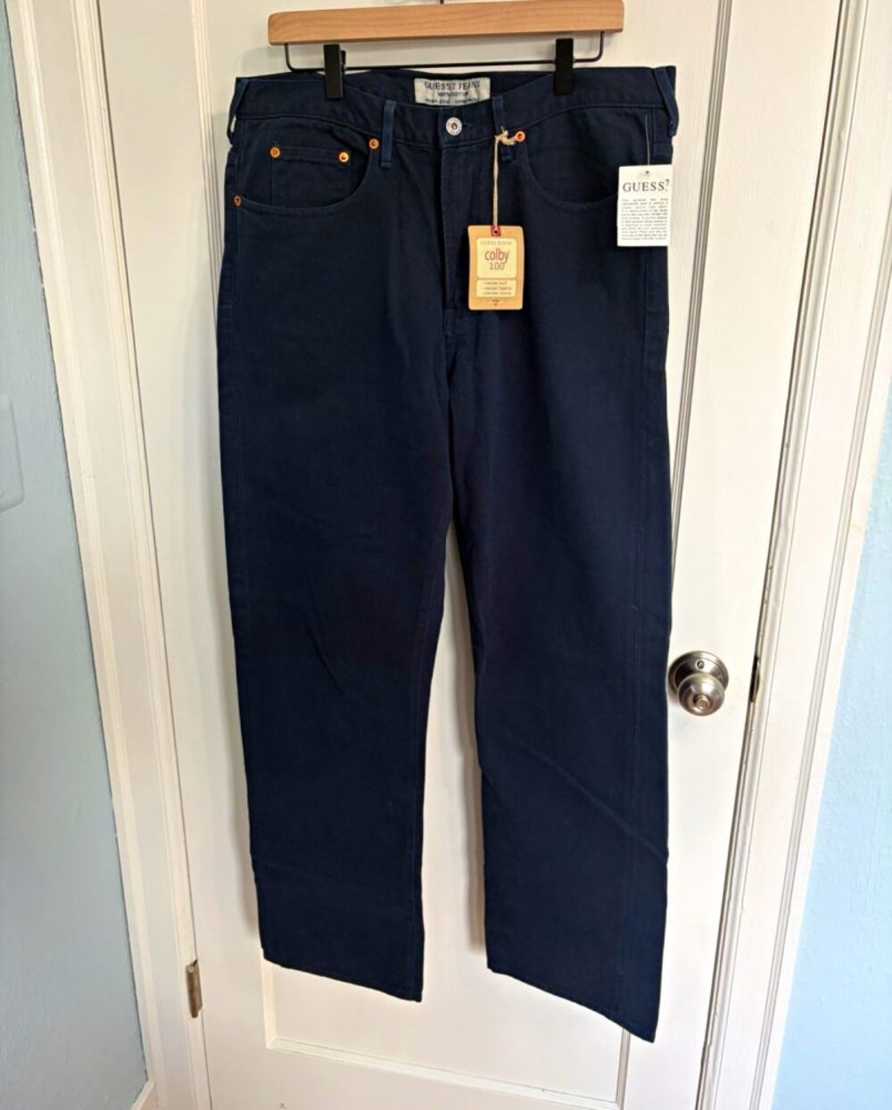 GUESS Jeans Colby Mens 36x32 Straight Leg Deep Navy Denim NWT